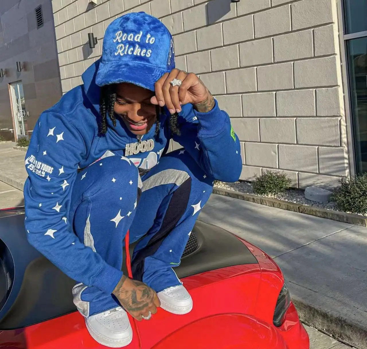 Custom Sweatsuits Tracksuit Thick Fleece 100% Cotton Two Piece Hoodies and Flare Sweat Pants Suit Stacked Joggers Set Men gallery 3