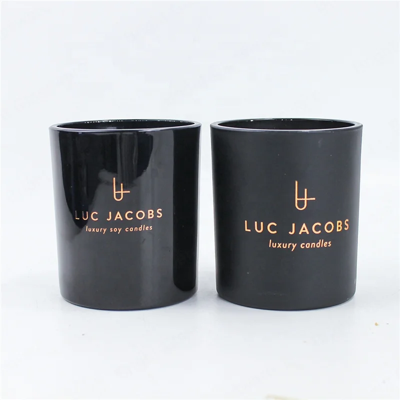 10oz Matte Black Matte White Glass Candle Jars With Metal Lid And