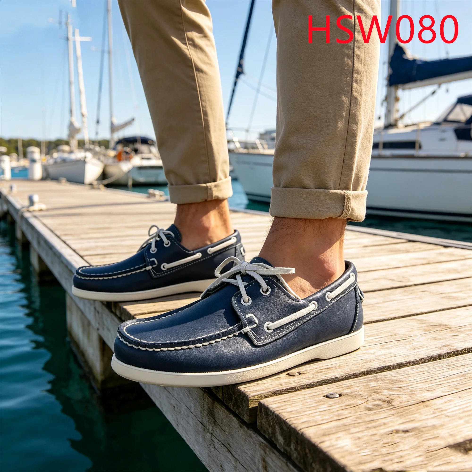 LXG,Boardwalk Walking Best Full Grain Leather Moccasin Shoes Reduce Friction Driver Outsole Dark Blue Boat Shoes for Sale HSW080