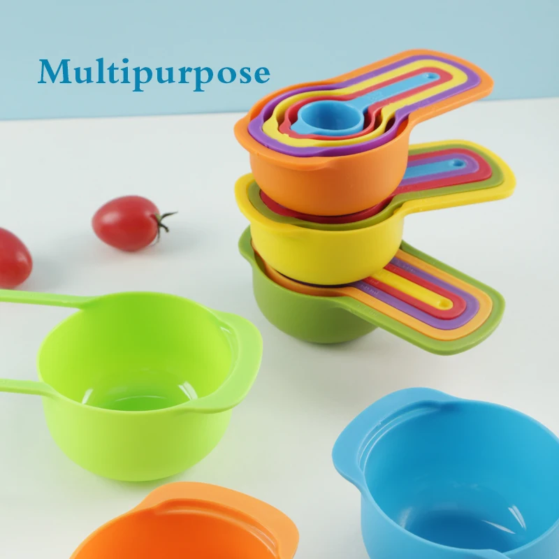 6 Pcs Measuring Cups and Spoons Set Classic Plastic Measuring Spoons for Dry and Liquid Ingredients