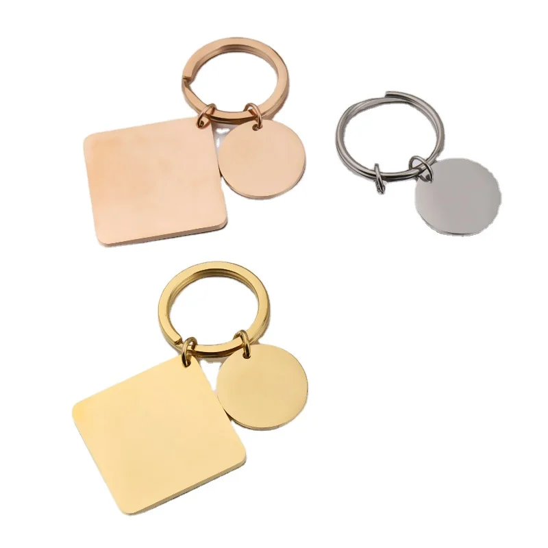 Source Stainless steel square round brand geometric keychain on m