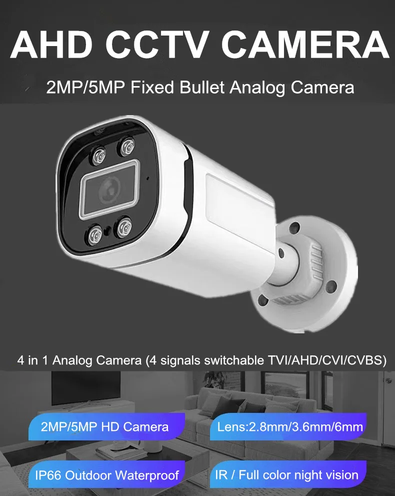 Cheap Price 5MP Analog 12v Color Night Outside Camera De Surveillance Full Hd Surveillance Camera with Audio Bullet Camera DVR