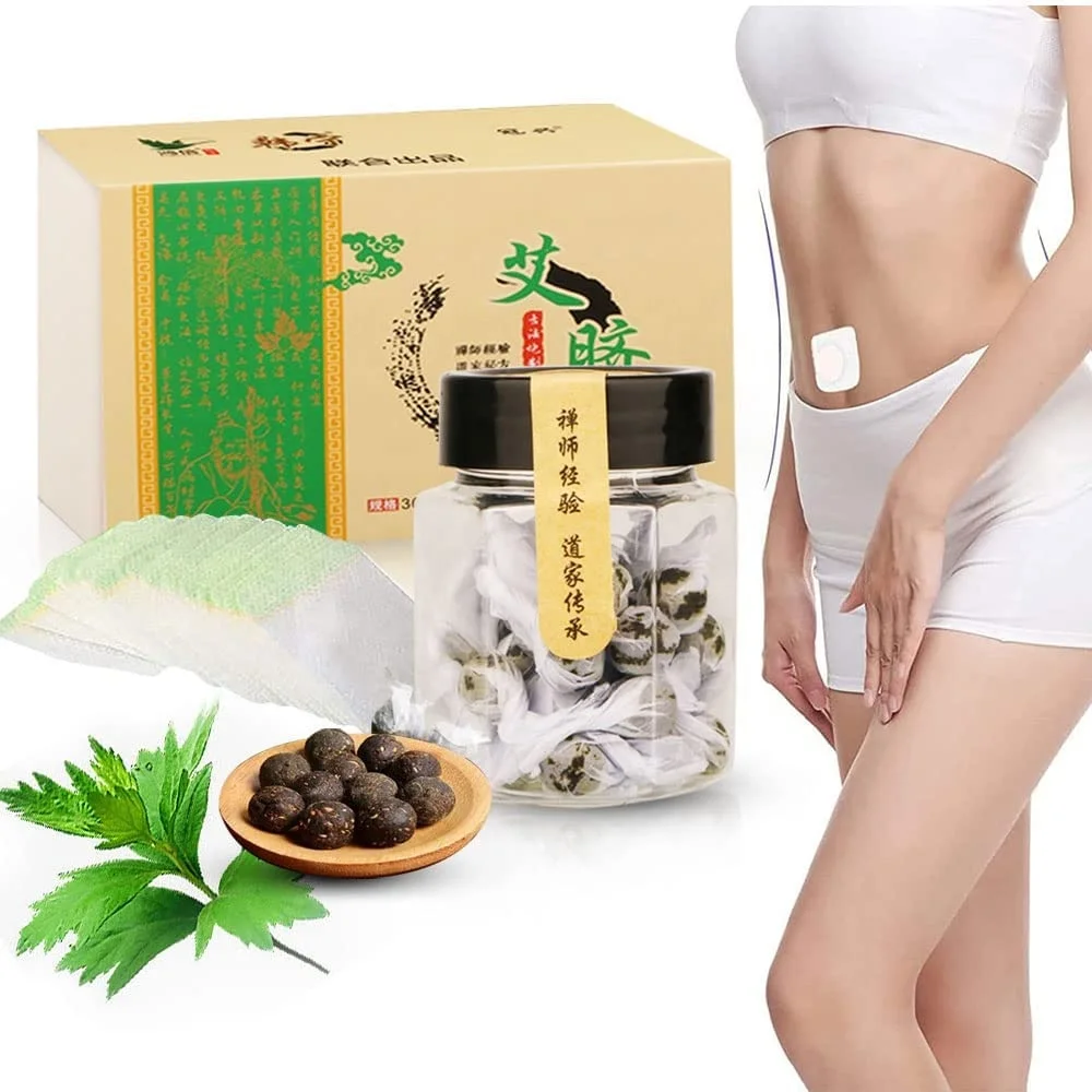 30 Pcs/box Natural Herbal Moxa Waist Pellet Wormwood Moxibustion Belly