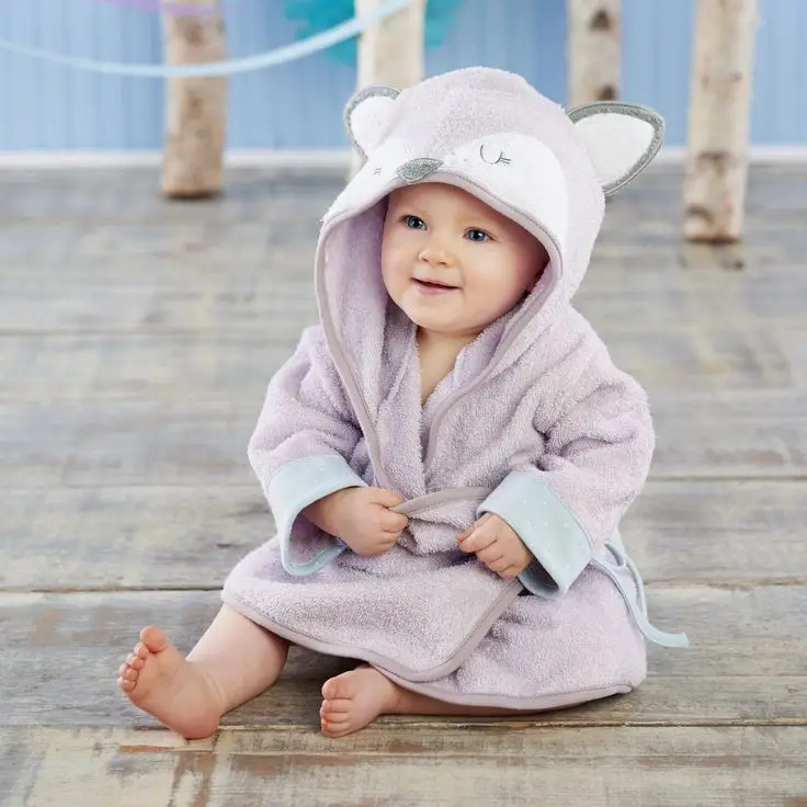 Fast Delivery Cotton Terry Animal Shape Baby Bathrobe New Style Kids Hooded Bath Towel details