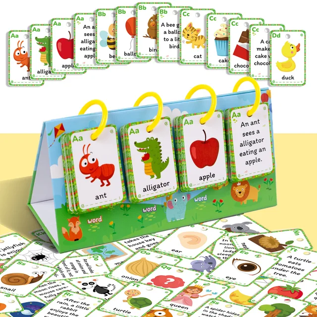 New 104pcs natural spelling word cards desktop educational cards English pictures children's early education parent-child cards