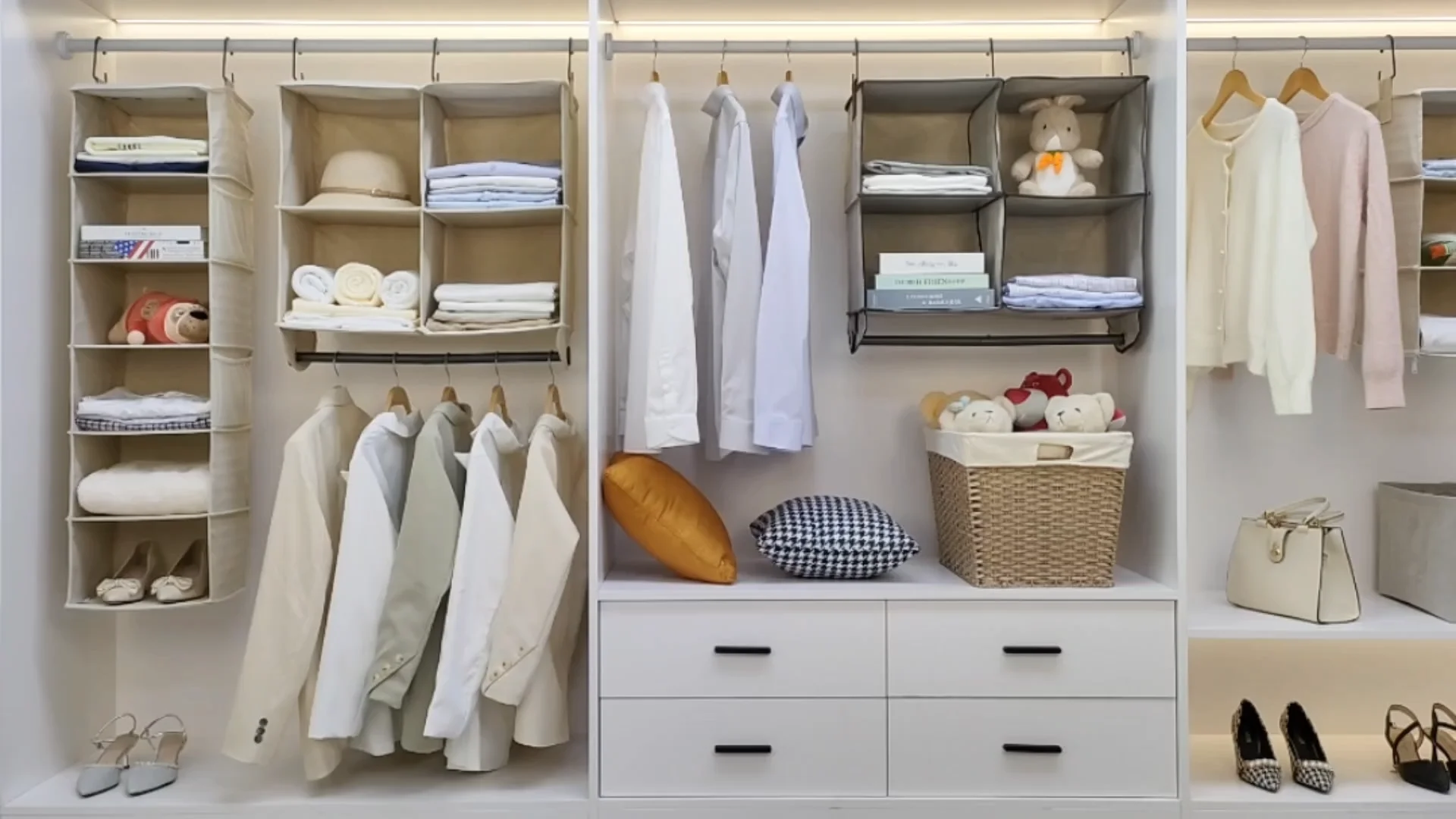 Lindon Wardrobe Closet Organizer Foldable Space Saving Hanging Shelves