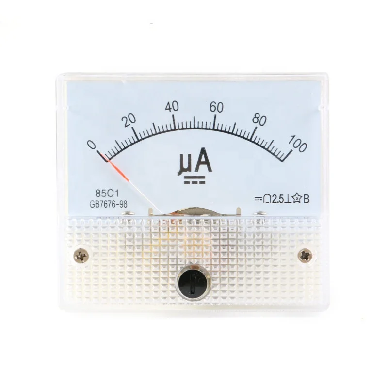 DC Analog Pointer Current Meter Panel 50uA 100uA 200uA 300uA 500uA AMP Gauge Current Mechanical Ammeters 85C1
