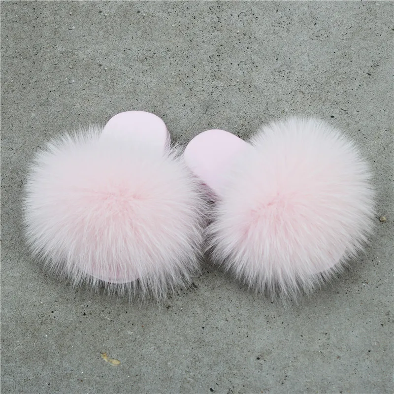 Оптовая продажа с фабрики, Нескользящие меховые тапочки, детские меховые тапочки радужной расцветки для маленьких девочек, детские меховые тапочки из лисьего меха