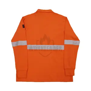 Wholesale  Flame Resistant Polo Shirt Hi-vis Long Sleeve Knit Antistatic Work Shirt Safety FR Clothing
