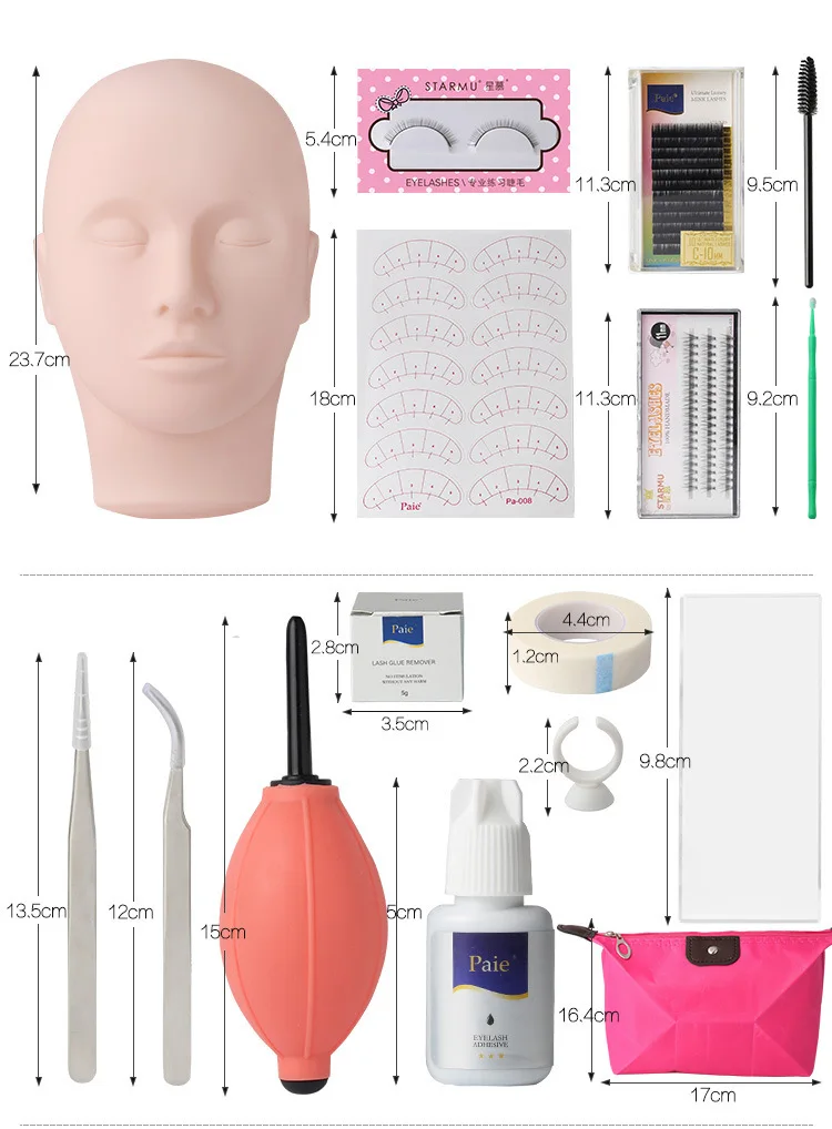 Набор из 19 ресниц для наращивания, Набор накладных ресниц для выращивания ресниц для начинающих