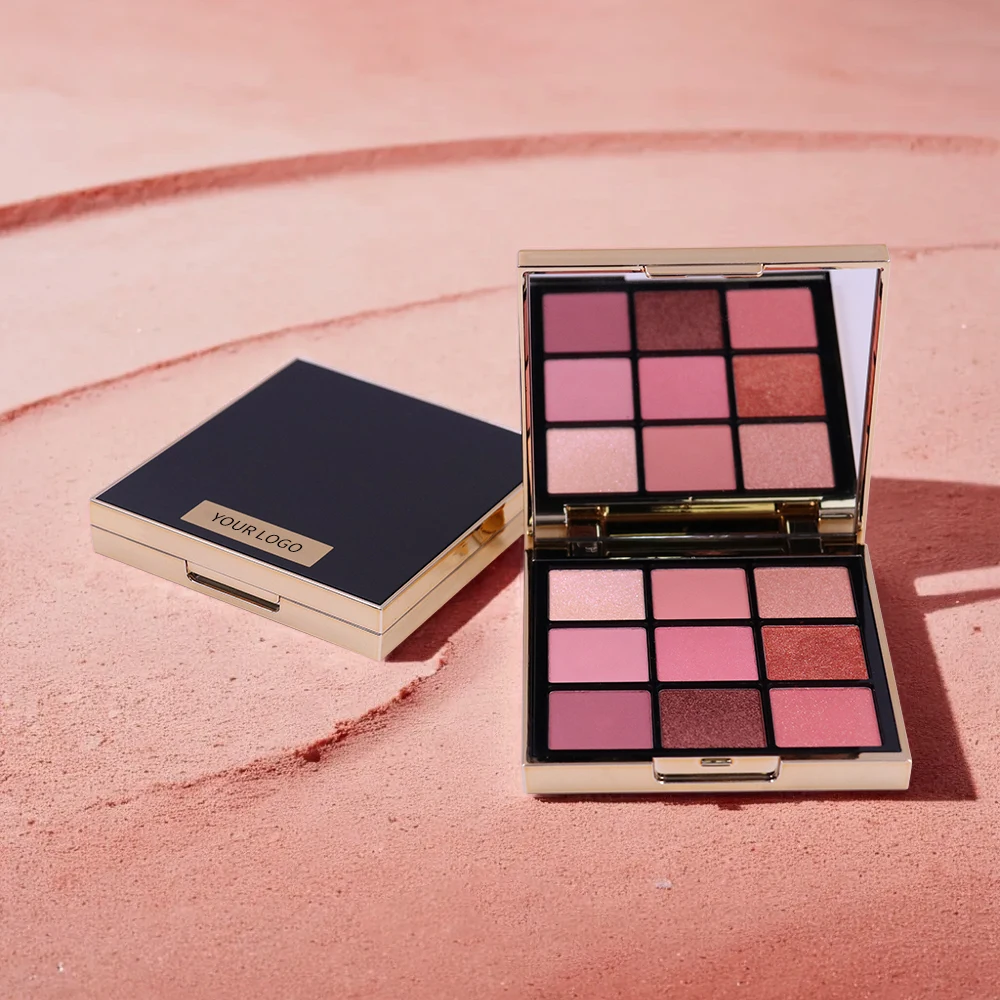 Sweet Pink Peach Eye Shadow Makeup Palette 9 Colors Highly Pigmented Matte Shimmer Pearl Party Eyeshadow Palette details