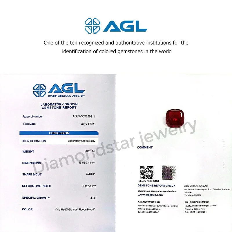 AGL GRS Certified Heart Lab ruby Alibaba