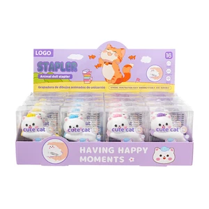 Accept Custom Cute Cat Shape High Quality Mini Cute Cartoon Stapler Student Office School Stationery Stapler