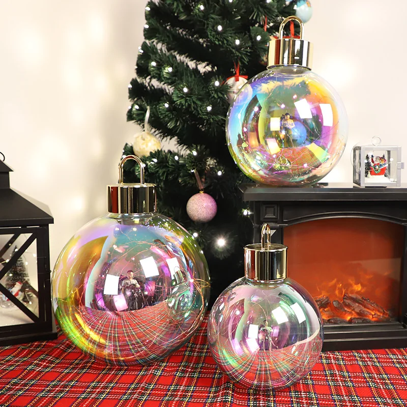 New design wholesale 30cm large glass Christmas ball with LED light