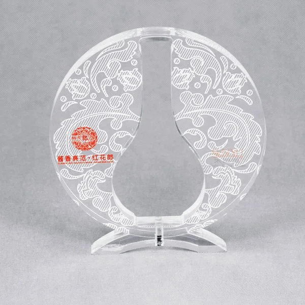 Factory Custom Design Acrylic Crystal Glass Trophy Award Medal Memento Round Acrylic Printed Trophies