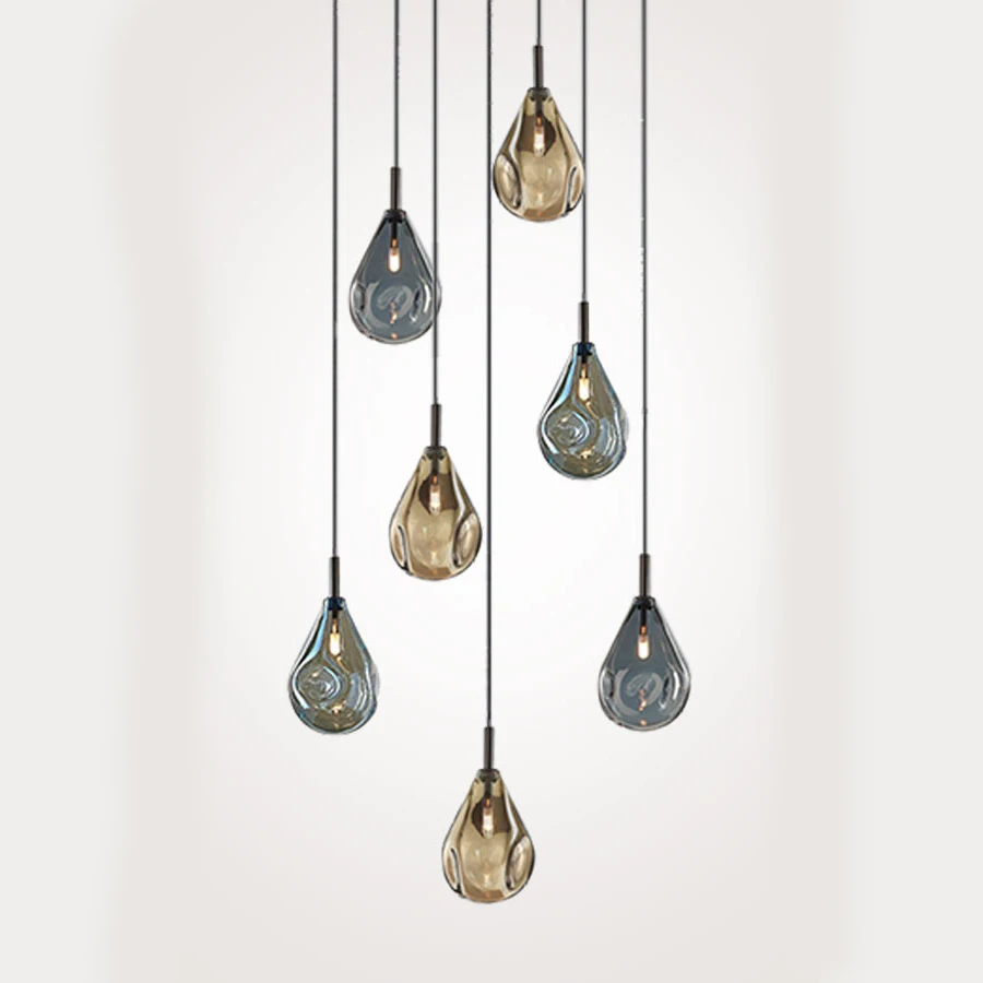 Modern Design Spiral Staircase Square Round Rectangle Chandelier Hanging Warm/white Pendant Lamp For Villa stairs Staircase