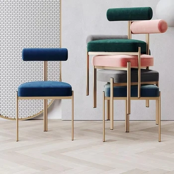 Modern Designer Fabric Back Dining Chairs Nordic Hotel Negotiation Chair Dining Room Furniture Home Ins Makeup Chair for Bedroom