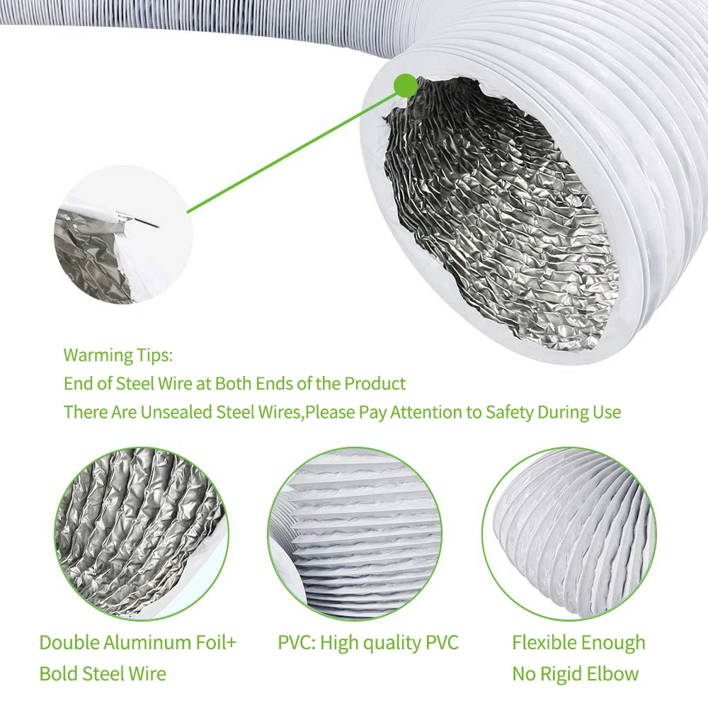 Lakeso Havc Pvc Aluminum Combi Foil Duct High Fireproof Flexible Duct for Buildking