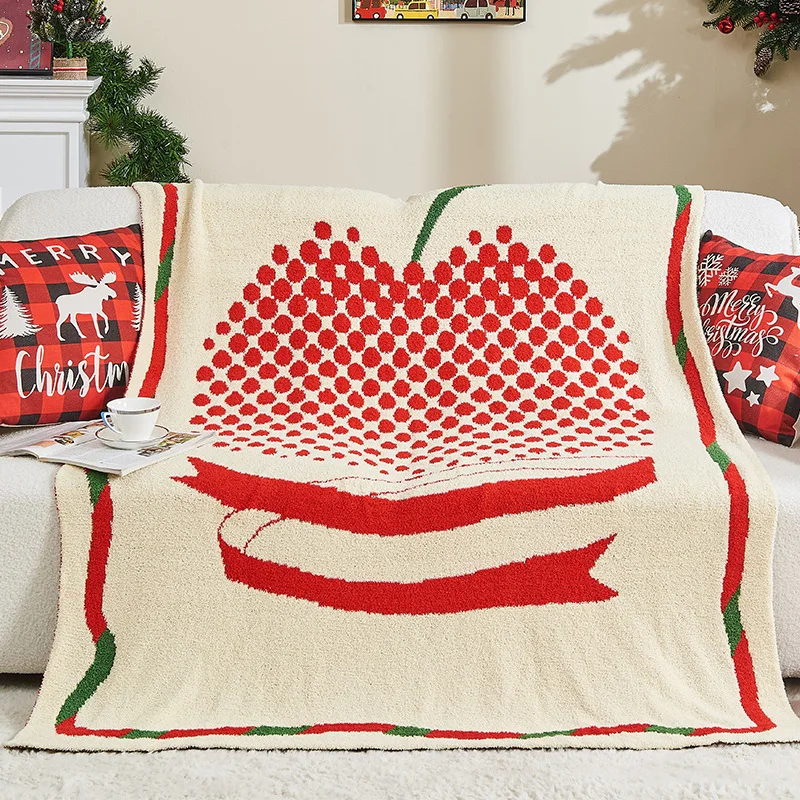 Cross-border for Apple Christmas Soft Half-side Velvet Polyester All-Season Blanket for Office Sofa Leisure Nap