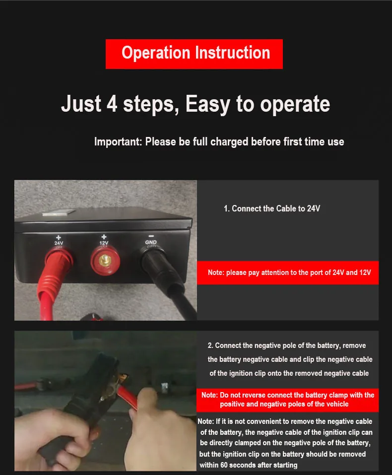 458000mah Big Capacity Truck Jump Starter Heavy Duty Truck 12 24 Volt