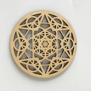 Laser Cutting Home Decor Sacred Geometric Hanging Flower Of Life Grid Board Laser Cut mandala wood carved wall art Pendant