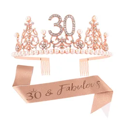 Lot De 4 écharpes D'anniversaire à Paillettes Avec Diadème Et Badge, Pour Fille - Accessoires De Fête D'anniversaire (rose