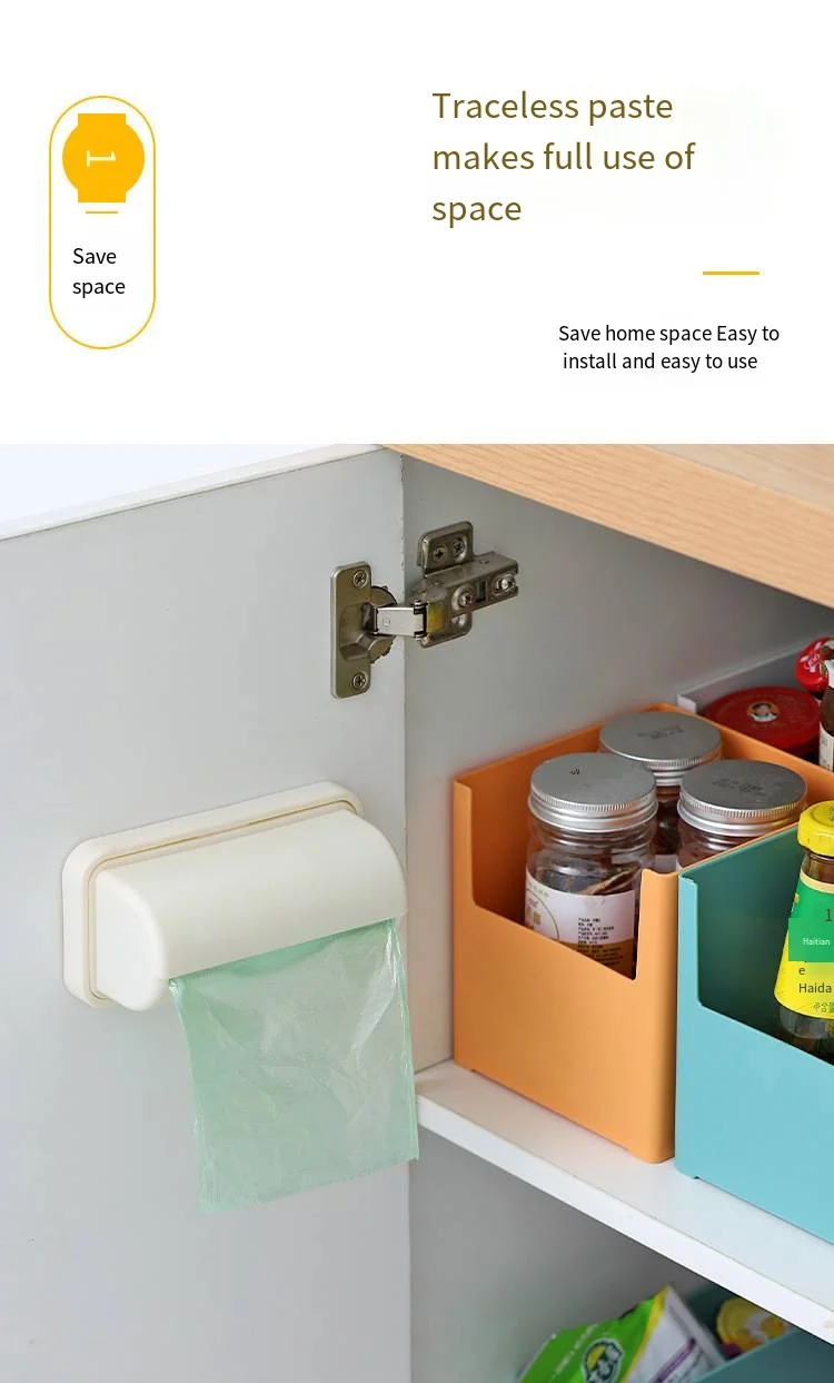 Kitchen garbage bag storage device Extractor creative wall-mounted non-punching plastic bag storage box factory