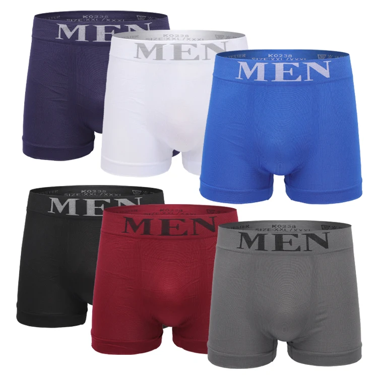 Cheap Factory Price Ready Ship Men's Solid Color White Boxer Underwear  Seamless 92% Polyamide Elastano Underpant Boxers for Man