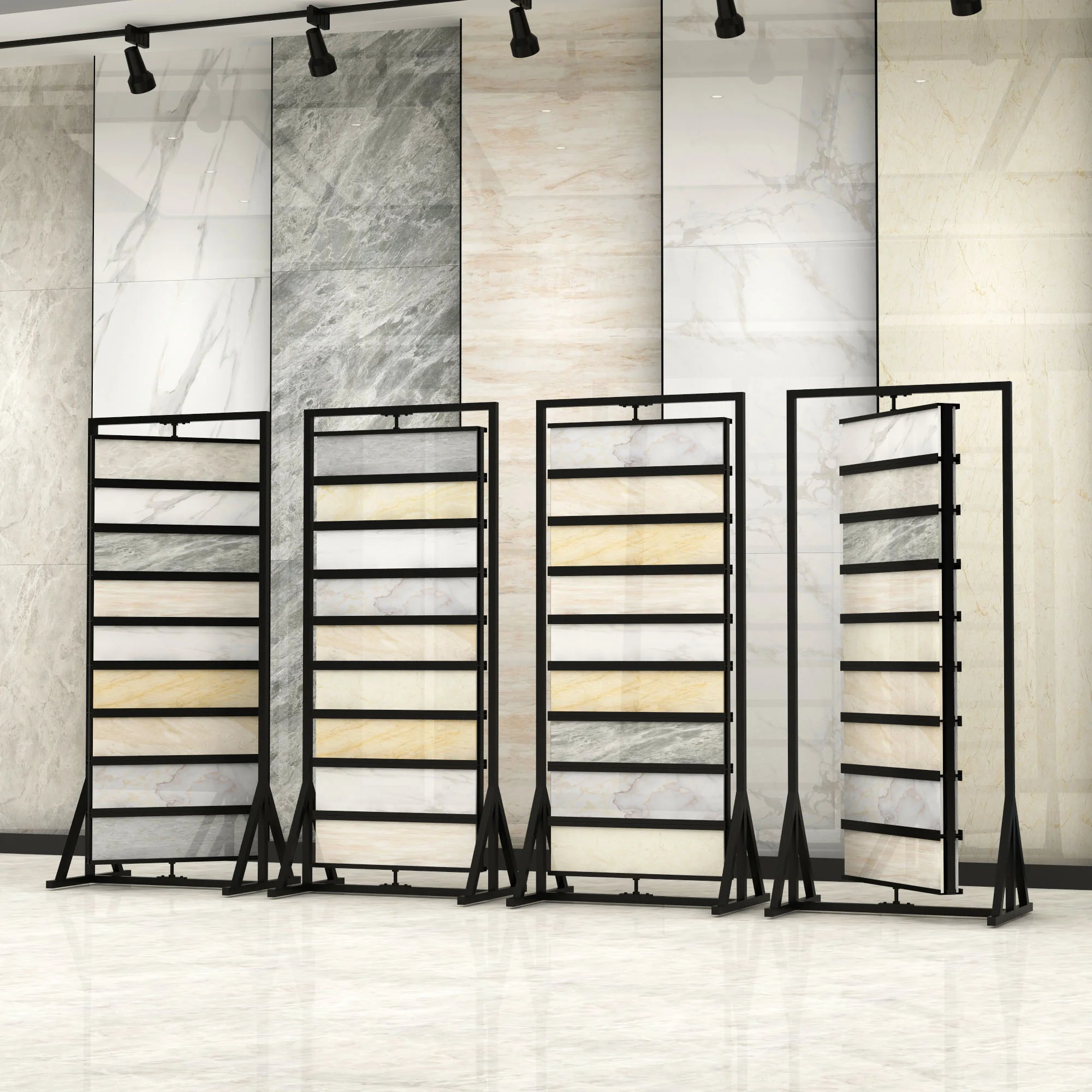 New Style Customized Tile Display Metal Rack 360 Degree Rotating Simple Ceramic Tile Marble Stone Sample for Showroom