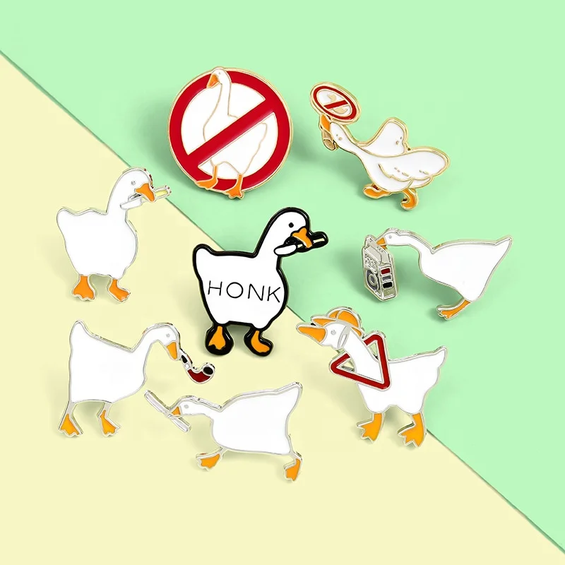 wholesale untitled goose game cartoon goose cute enamel white