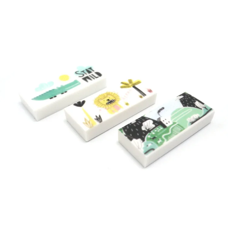 Manufacturer Cute Stationary Pencil Erasers Customized 3D Printing White Kawaii Cartoon Student School for Children