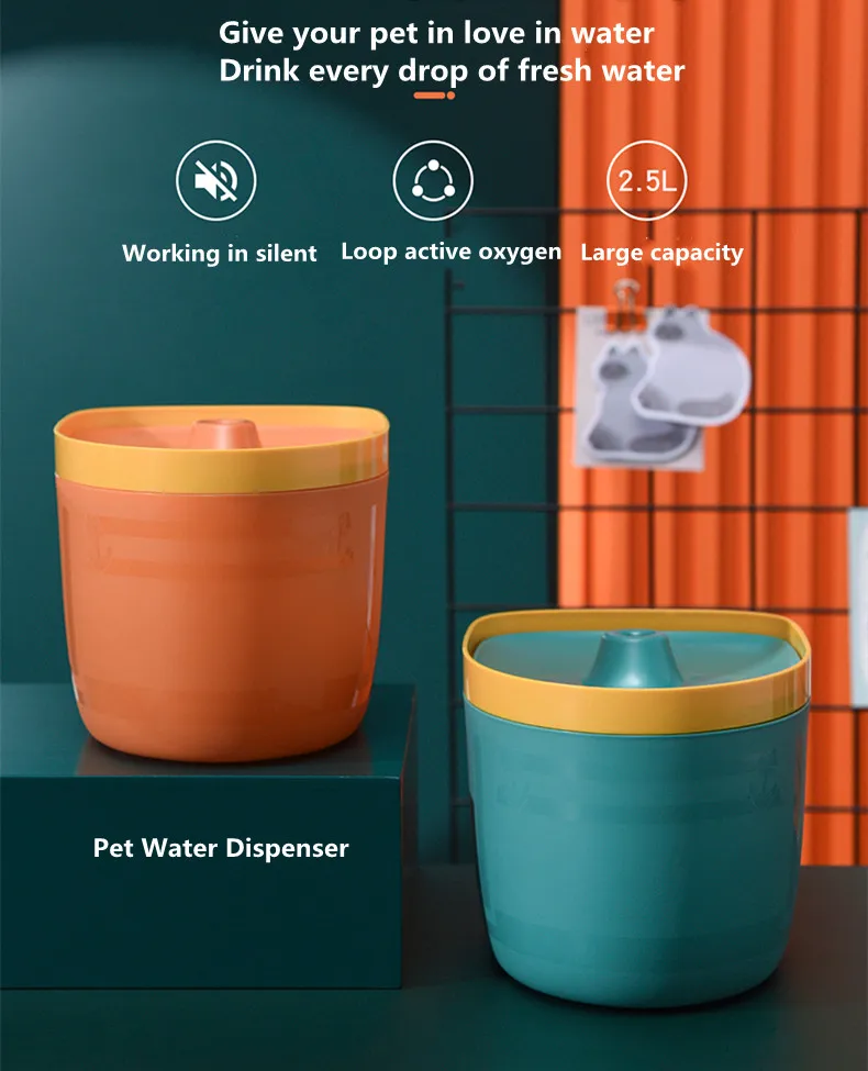 2.5l Smart Pet Water Dispenser Pet Automatic Drinking Watering Fountain