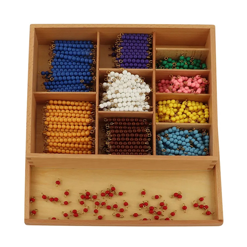 MA129 Bead Decanomial  Box  Mathematics Material Educational Wooden Baby  Montessori Toys  for Kids Learning