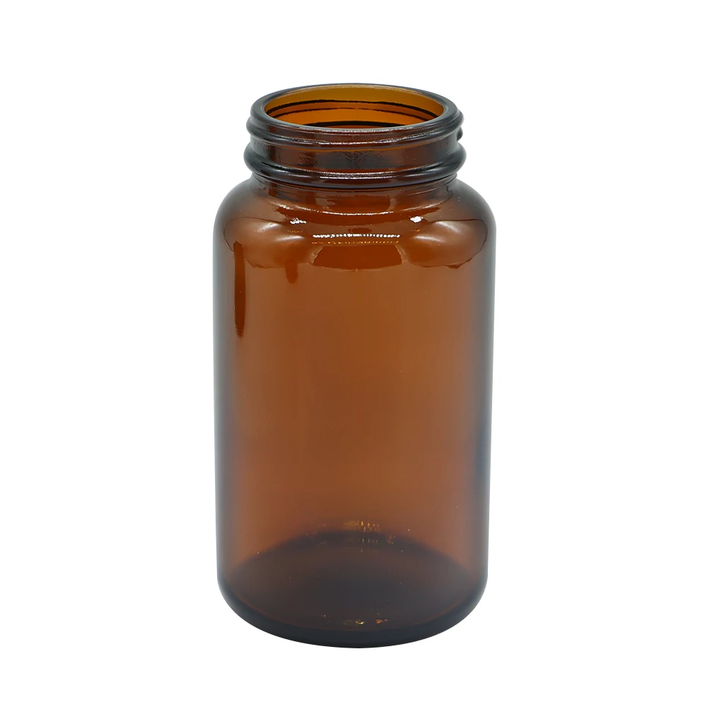Amber Tablet Glass Bottles with Wide Mouth for Pills Capsules Supplements