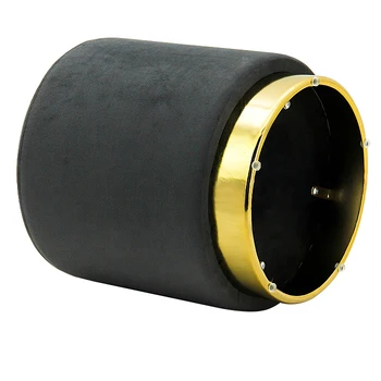 HStex Custom Velvet Round Ottoman with Gold Metal Base Colorful Storage Fabric Pouf Chair Cushion Seat Style Home Stool