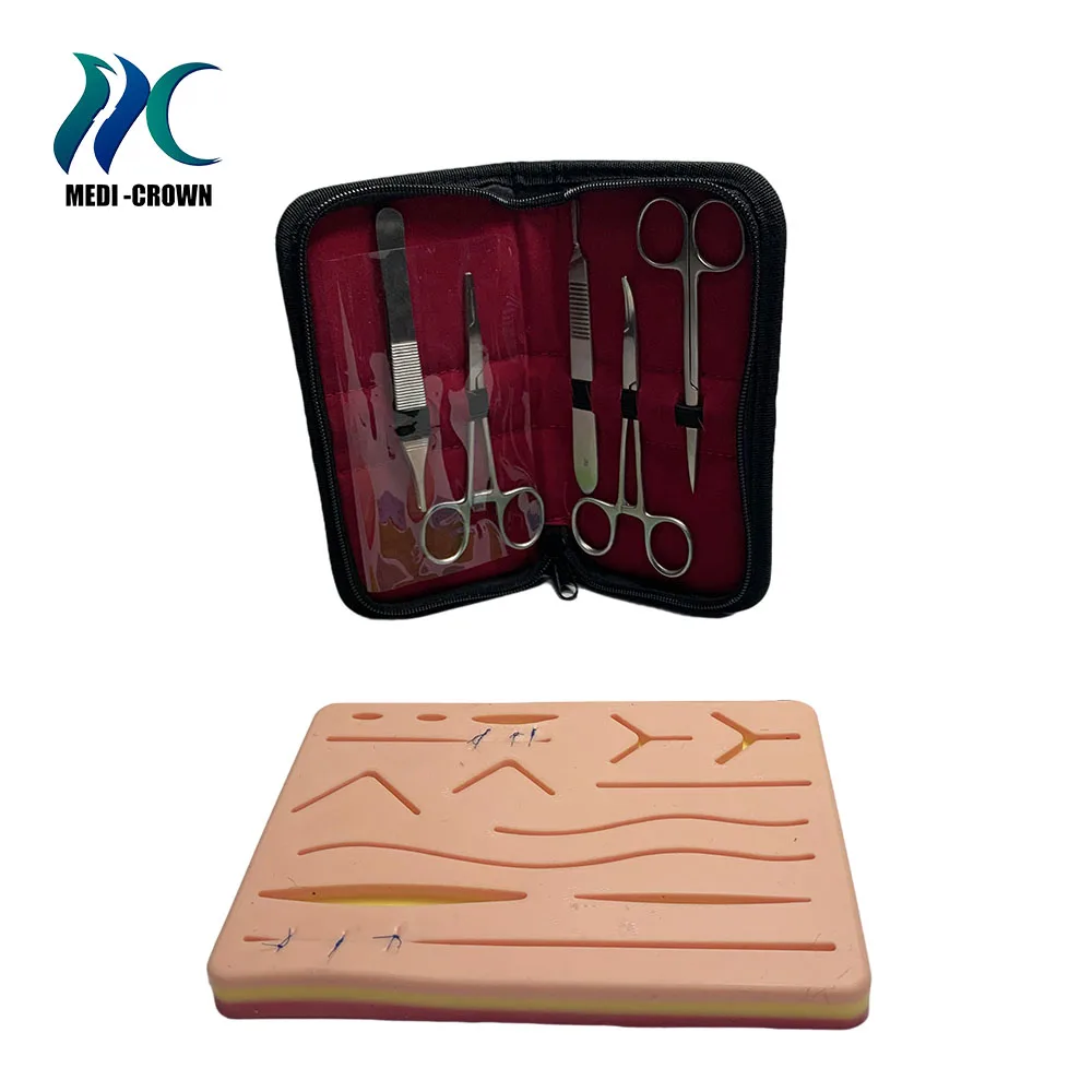 Подушечка для кожи, инструмент, медицинский набор для тренировки швов, модель кожи, антидермальный силикон с чехлом