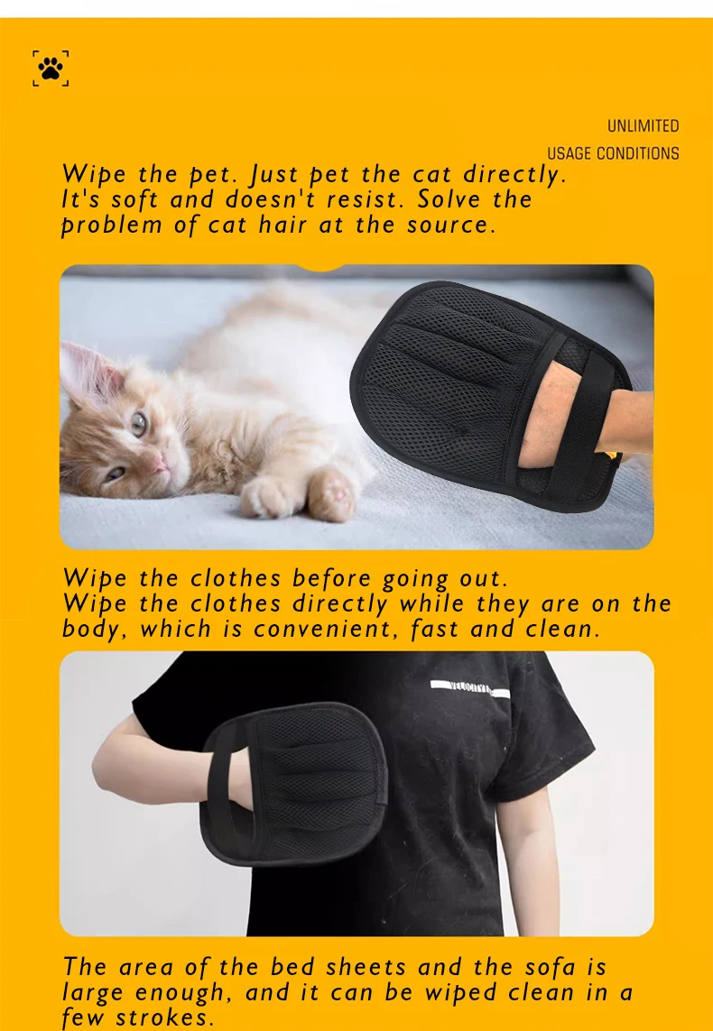 Pet Electrostatic Hair Removal Gloves Two-way Brush Sticky Hair Removal Tool for Cats and Dogs Pet Gloves Cat Hair Cleaning supplier