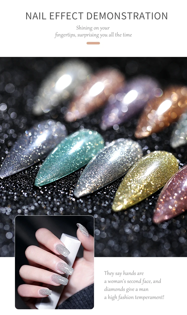 Reflective Glitter Gel 15 ml Gel nail polish glitter Organic UV Nail Polish Esmaltes vernis permanent en gros manufacture