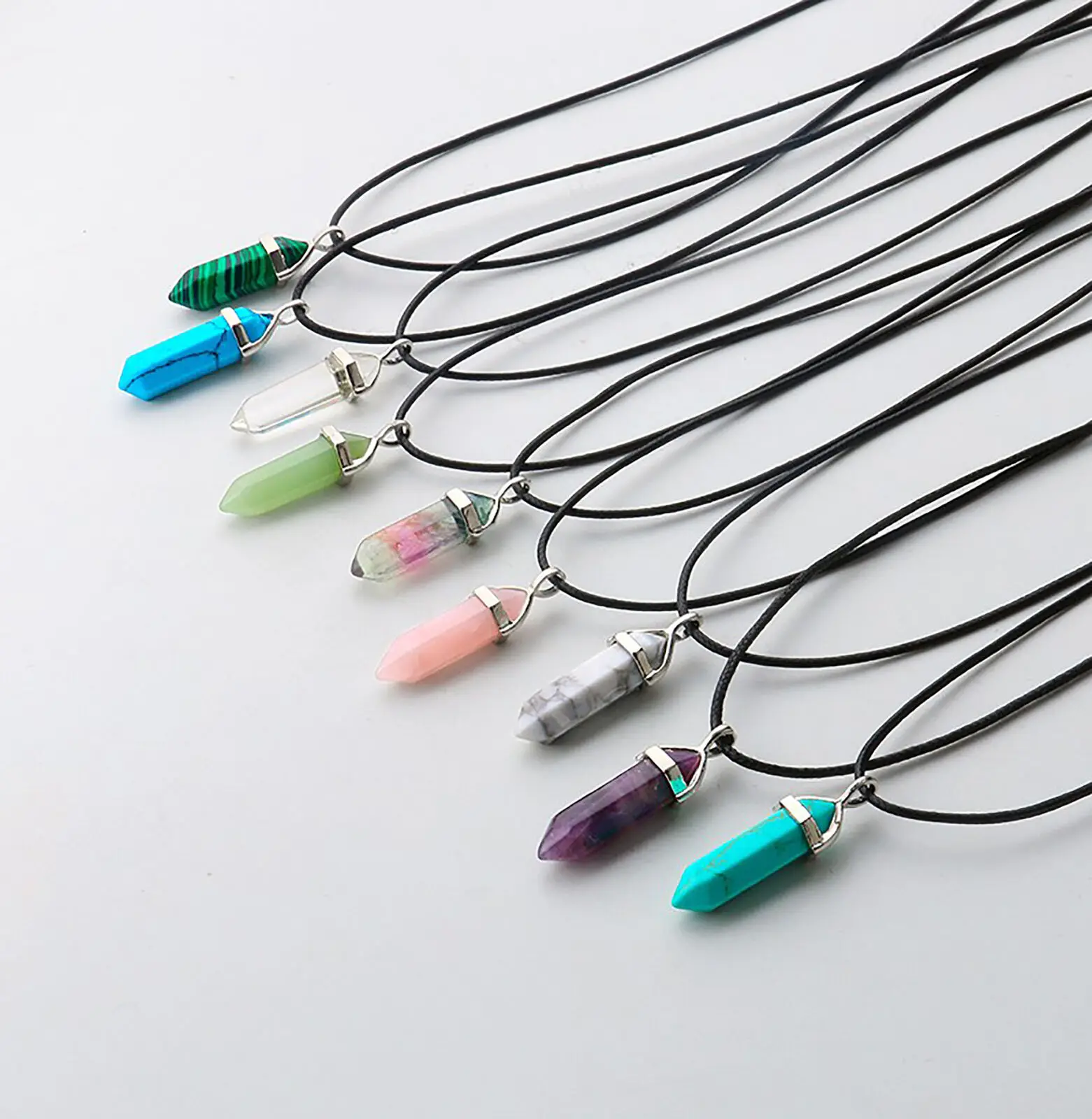Crystal Quartz Point Hexagonal Healing Pendant Chakra Necklace Gemstone