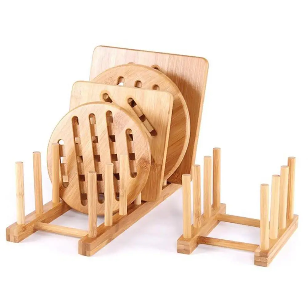 Bamboo Wood Dish Rack Plate Rack Drainer Dish Drying Rack Dish Storage Holder Stand Kitchen Organize