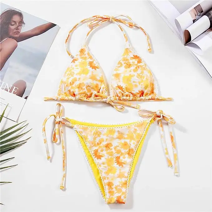 2023 Swimwear Women Sexy Micro Two Piece Youth Bright Floral Print ...