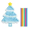 ถุงซิปสีบลู-ไวท์ลายบล็อกสีรูปต้นคริสต์มาส