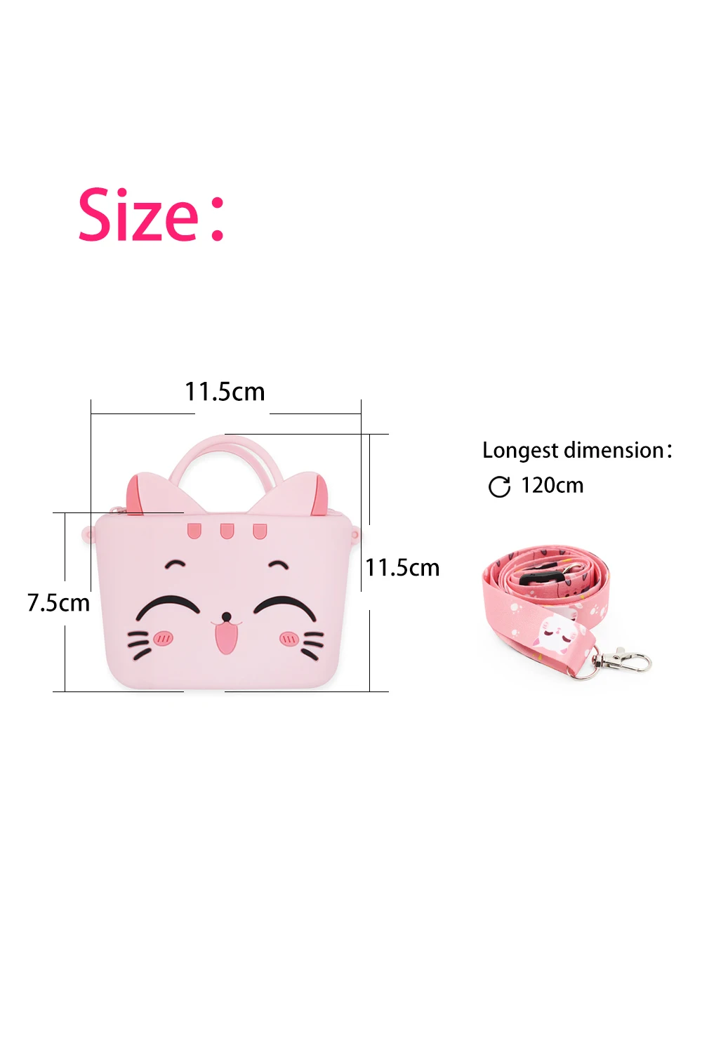lovely Happy cat silicone hand rope wallet cute girls mini cartoon small rubber coin purse