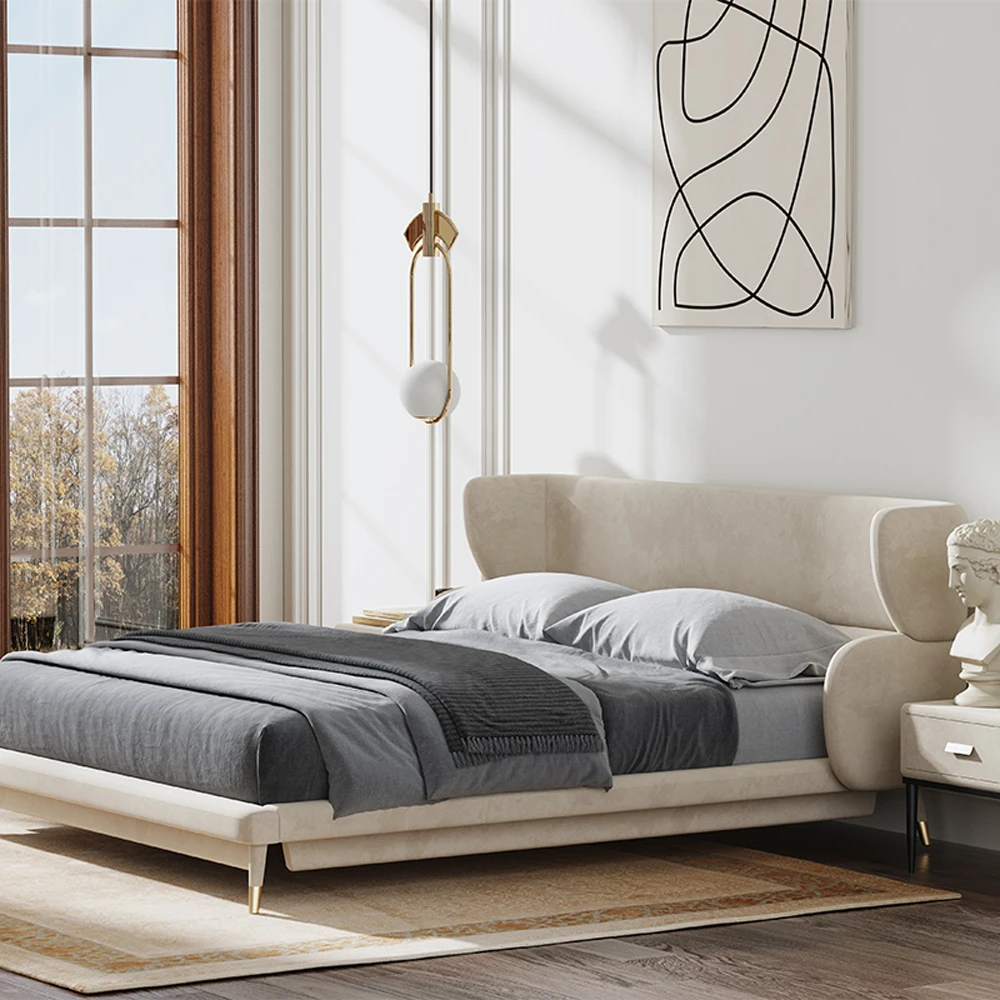 Modern Luxury Custom Velvet Bed King Size Queen Size Beds Set For