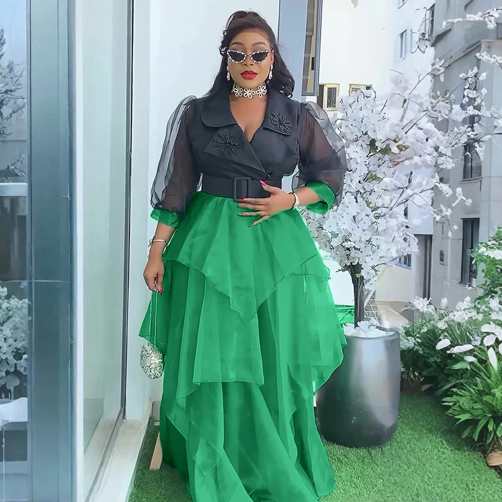 S10676 Trendy French Sweet Style Party Dresses Women Long Sleeve V-neck  Color Blocking Maxi Dress Ladies Church Dress for Women| Alibaba.com