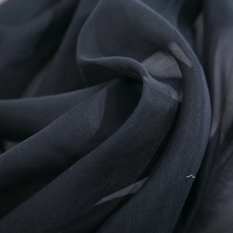 Custom made fashion 100% organic black silk plain organza fabric with OEKO-TEX STANDARD 100