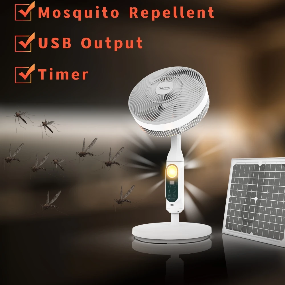 Outdoor Home Solar Powered Fan Rechargeable LED Light DC Solar Fan With Solar Panel details