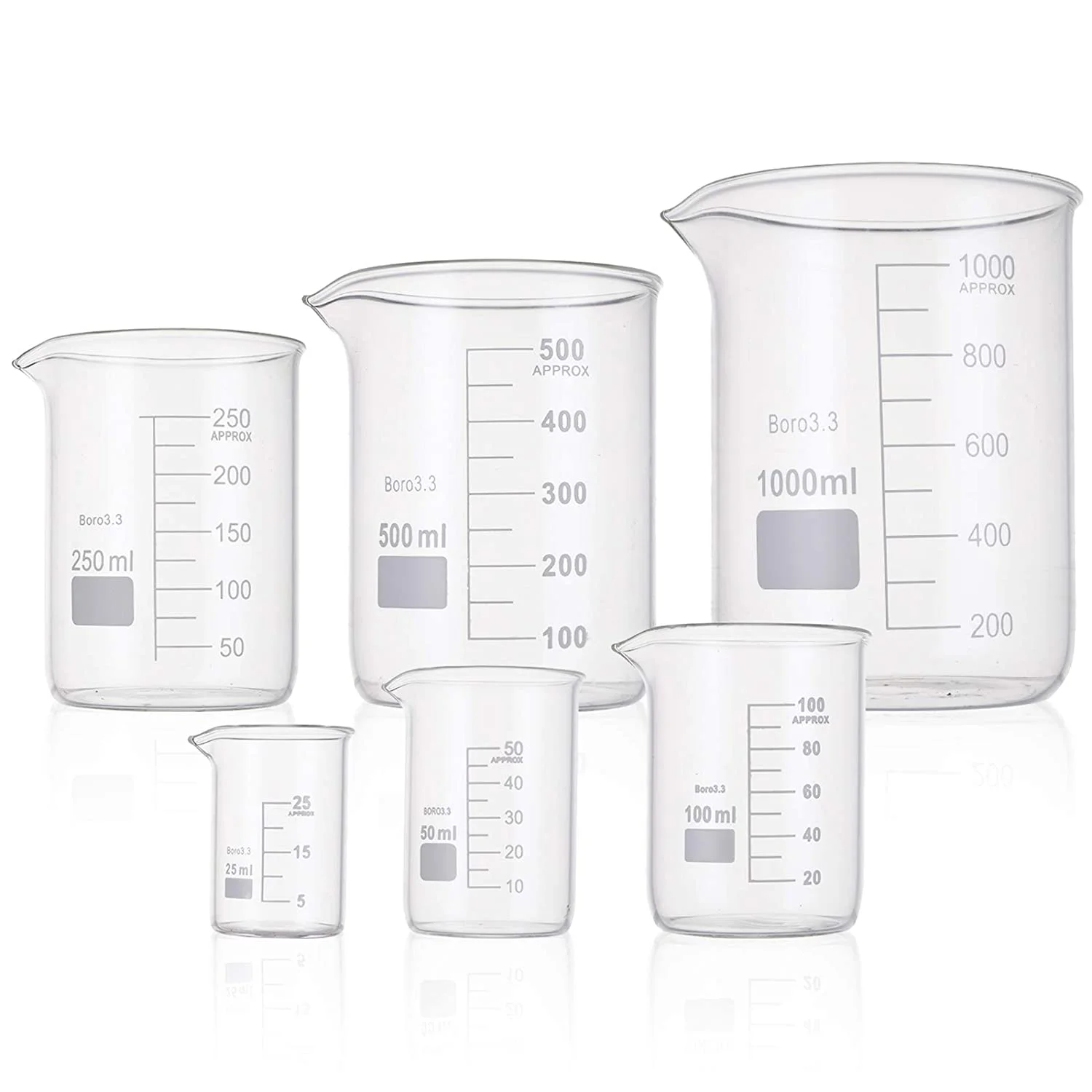 Laboratory Borosilicate Heat Resistant 100ml 250ml 500ml 1000ml Glass