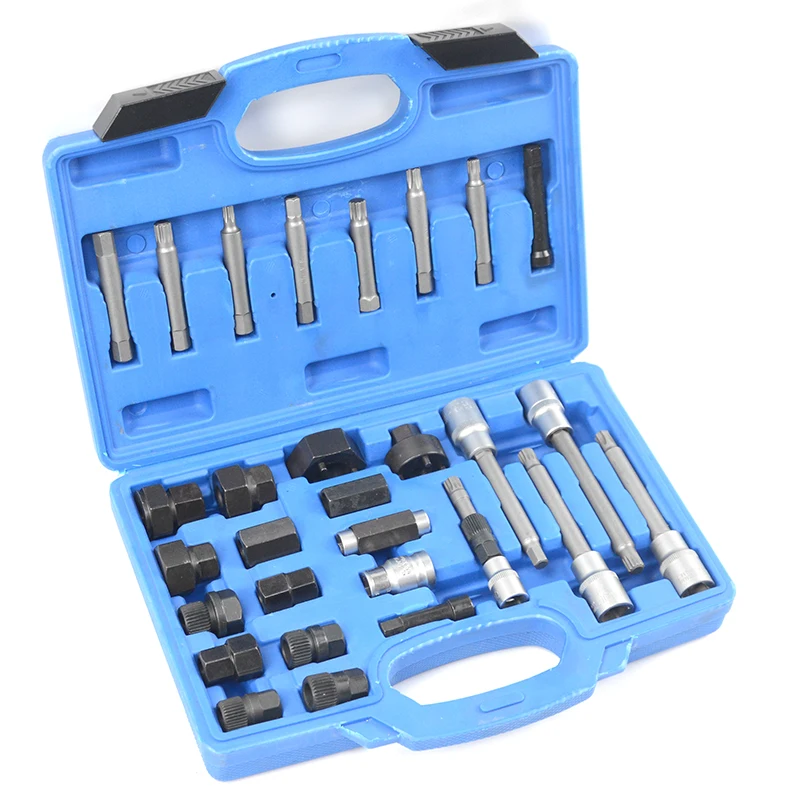 XCTOOL 30pcs Alternator Repair Tool Alternator Freewheel Pulley Puller Removal Socket Tool Kit XC8730