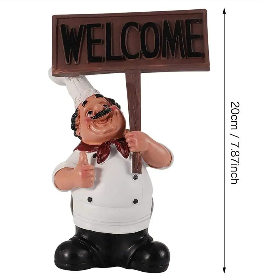 Holding Cooking Menu Chalkboard Resin Chef Figurine Kitchen Decor